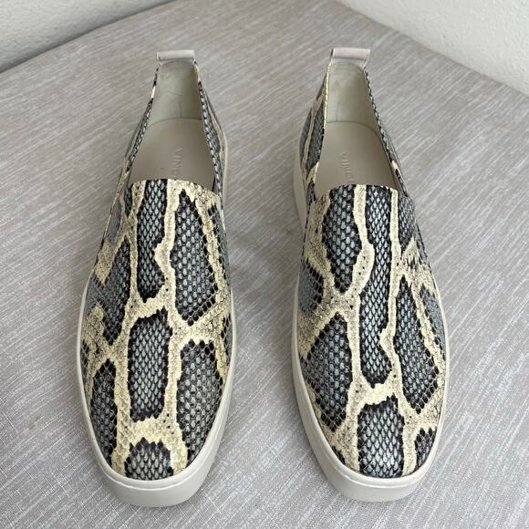Vince Saxon Platform Sneakers Women's Size 9 Snakeskin Embossed Leather Slip On - Picture 2 of 9